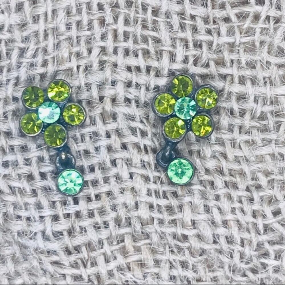 Vintage 90s Jewel Floral Drop Earrings EUC - Picture 2 of 5